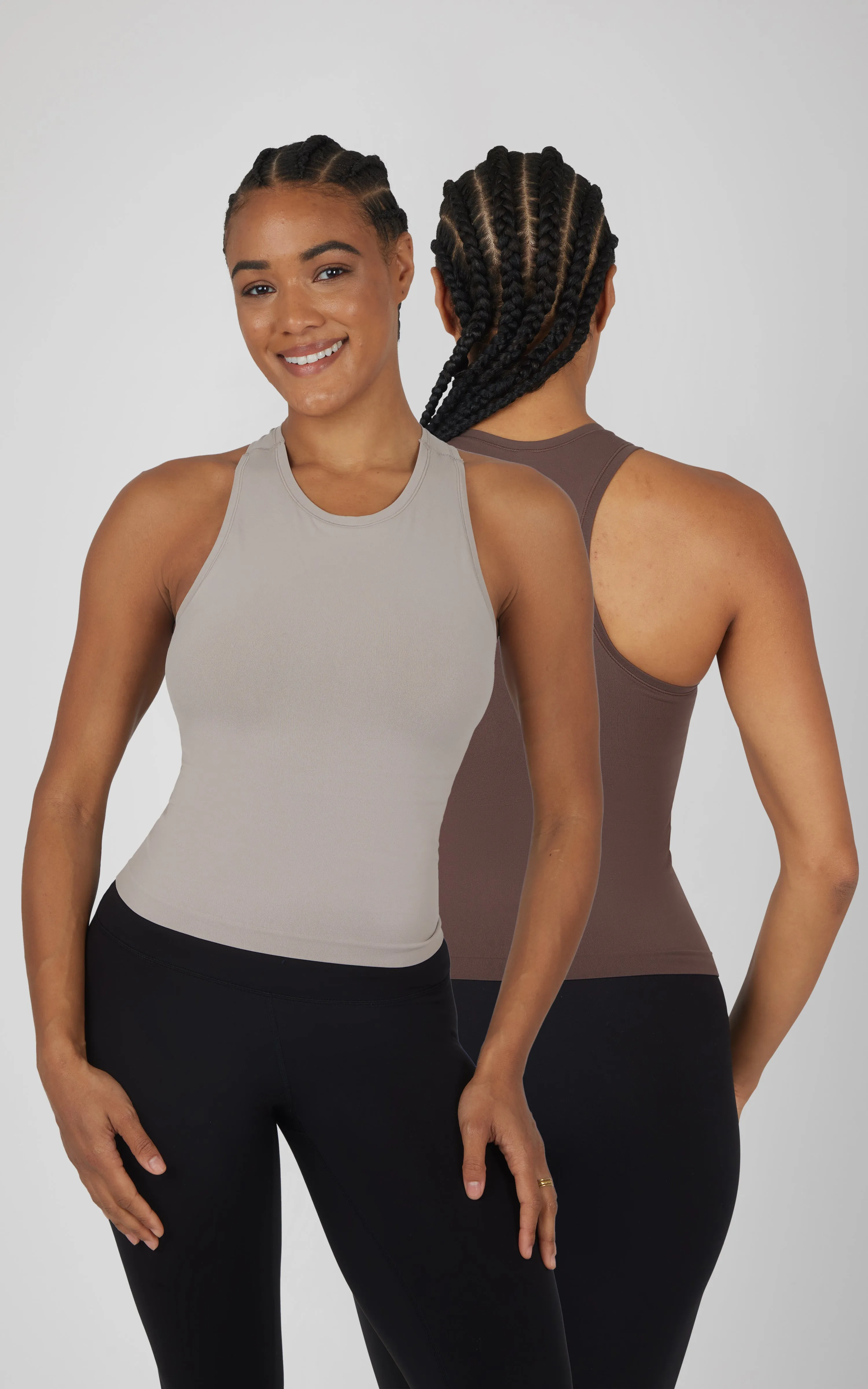 2 PK Seamless Racerback Tank Top with Built in Bra
