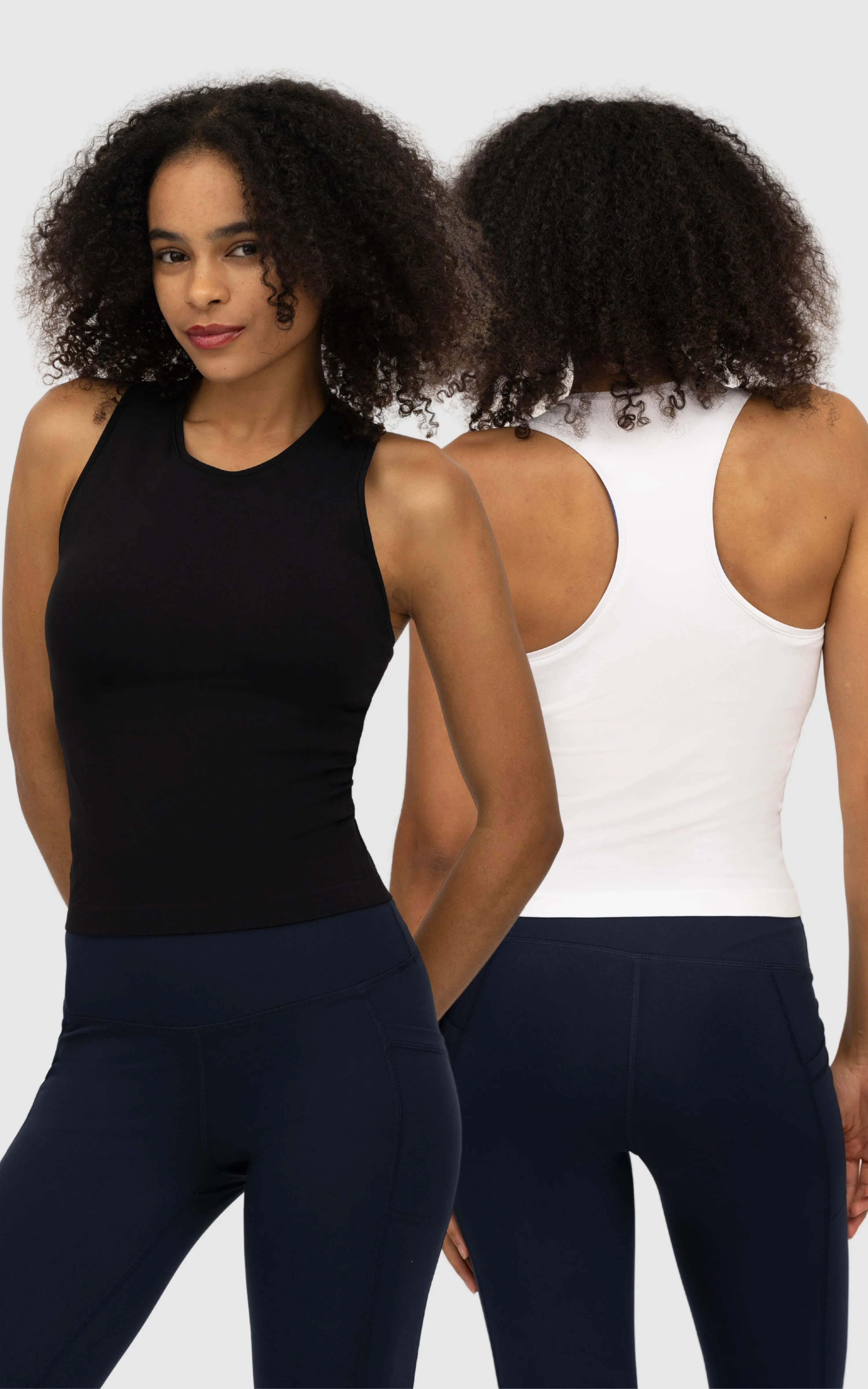2 PK Seamless Racerback Tank Top with Built in Bra