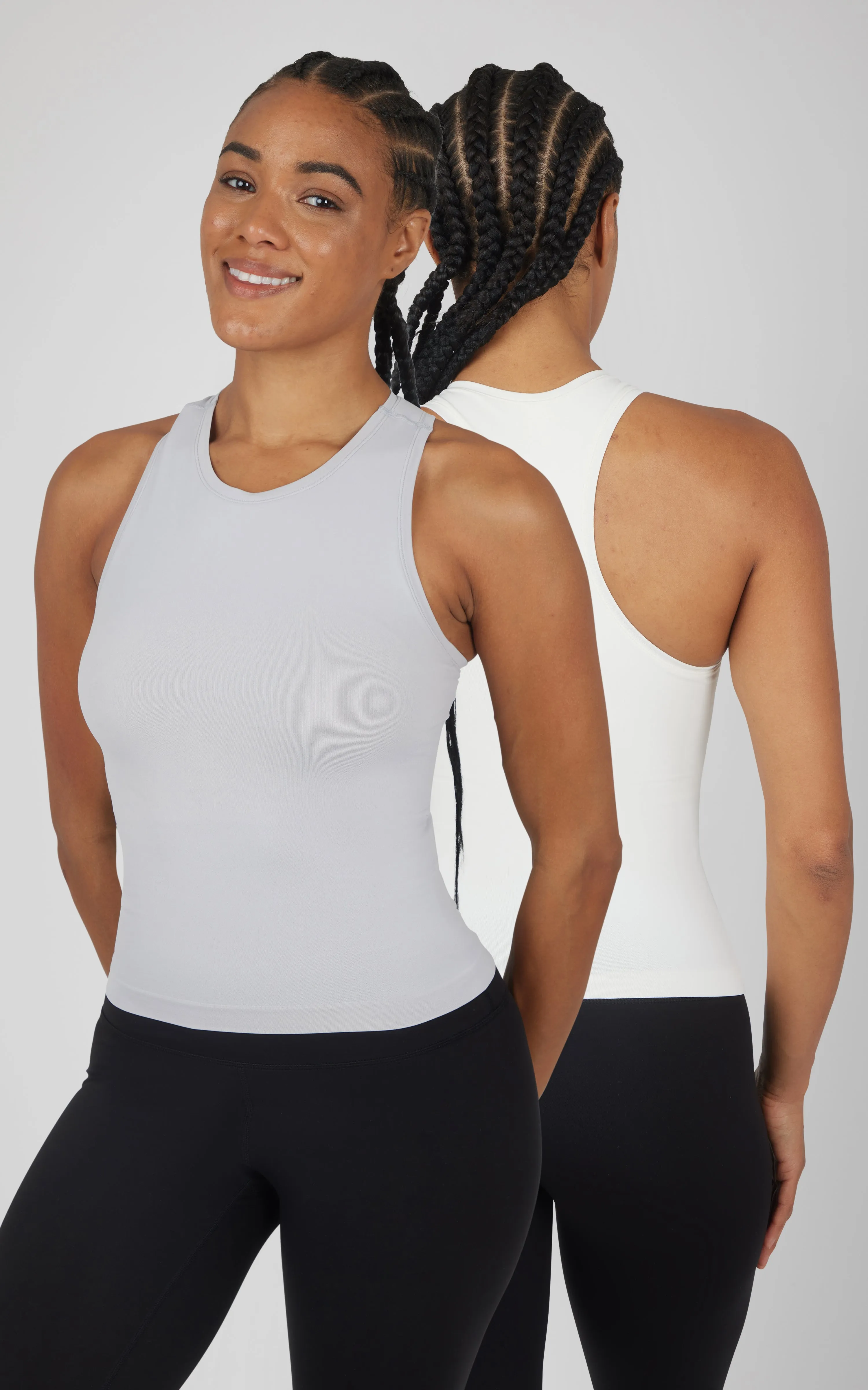 2 PK Seamless Racerback Tank Top with Built in Bra