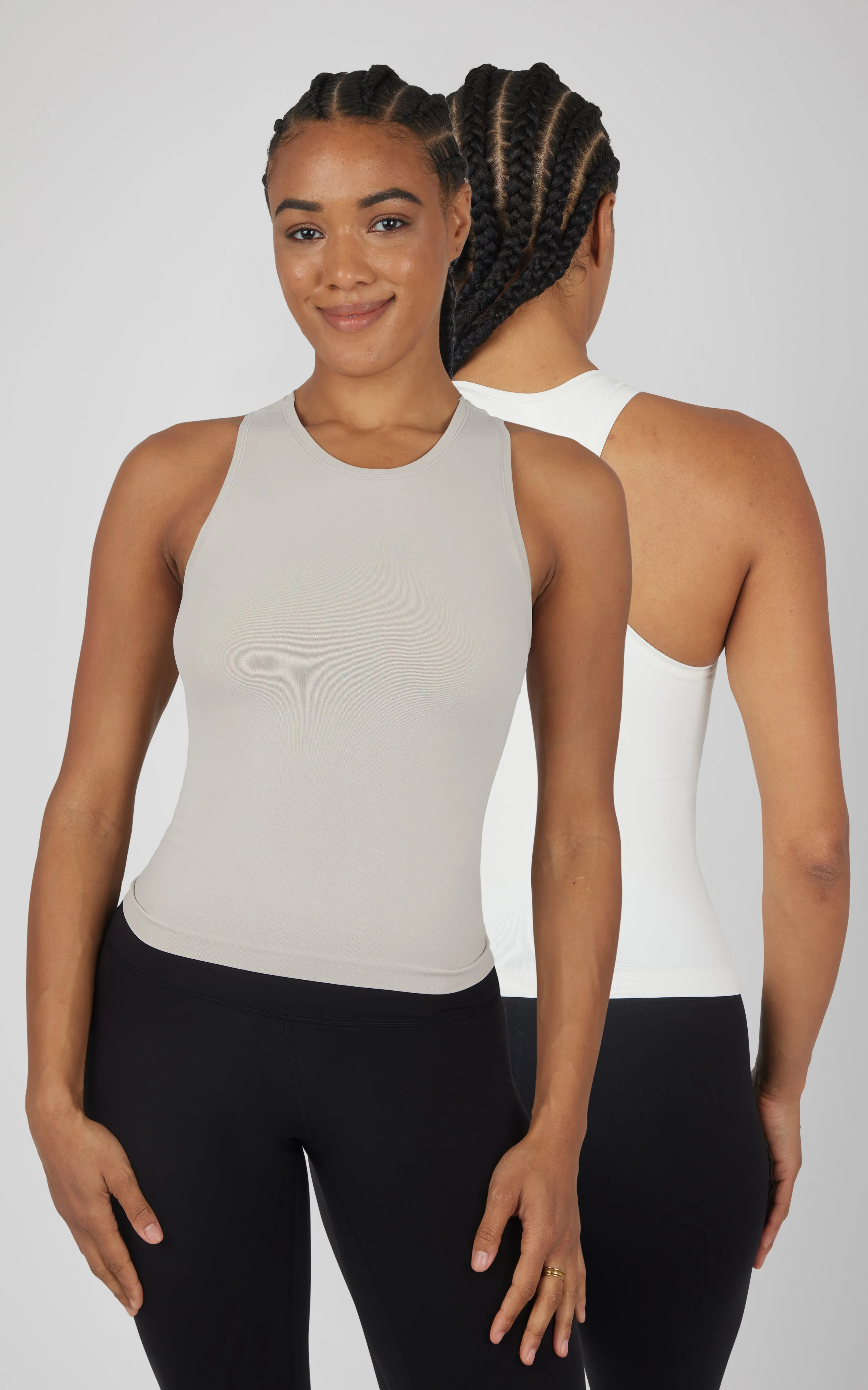 2 PK Seamless Racerback Tank Top with Built in Bra