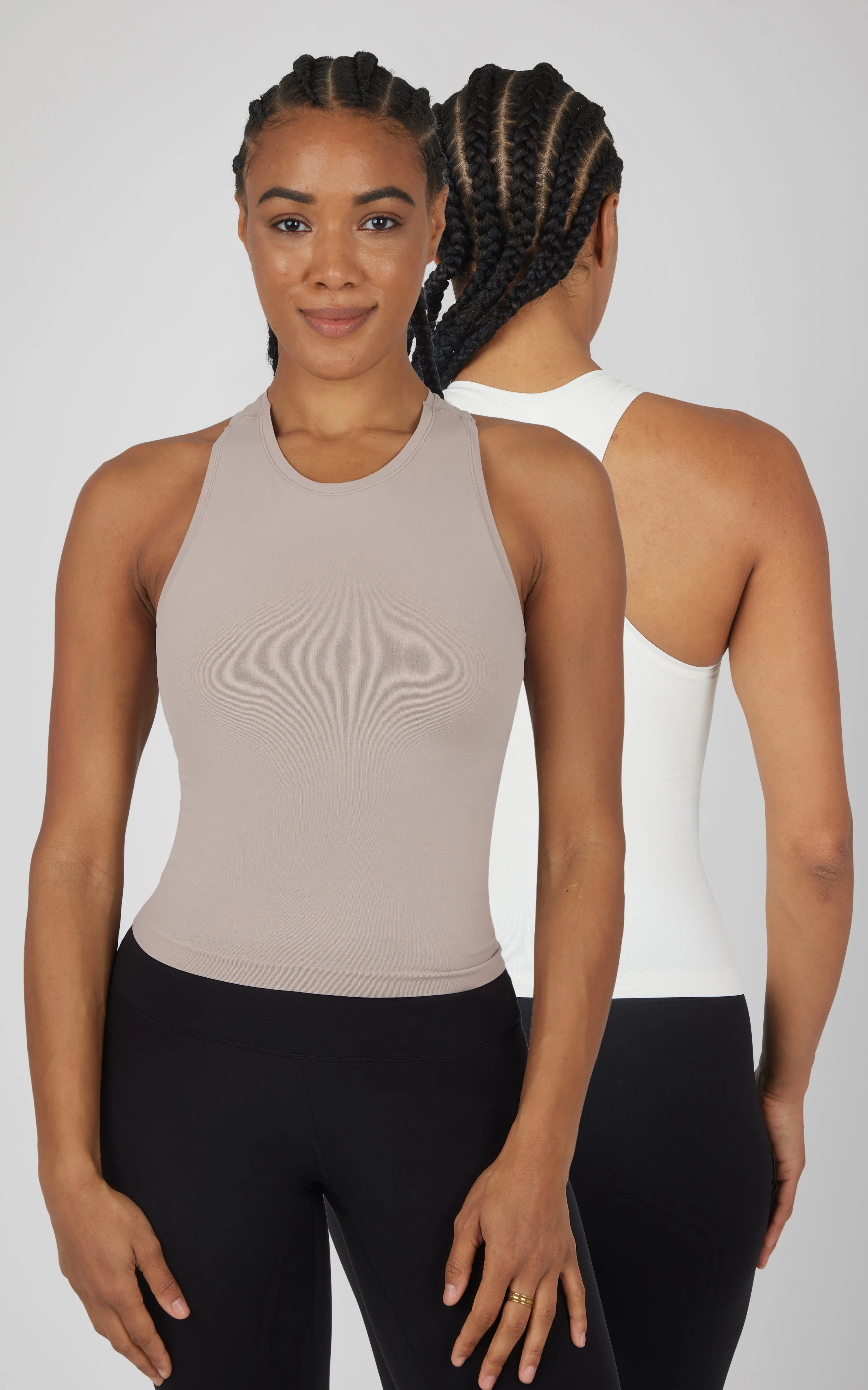 2 PK Seamless Racerback Tank Top with Built in Bra