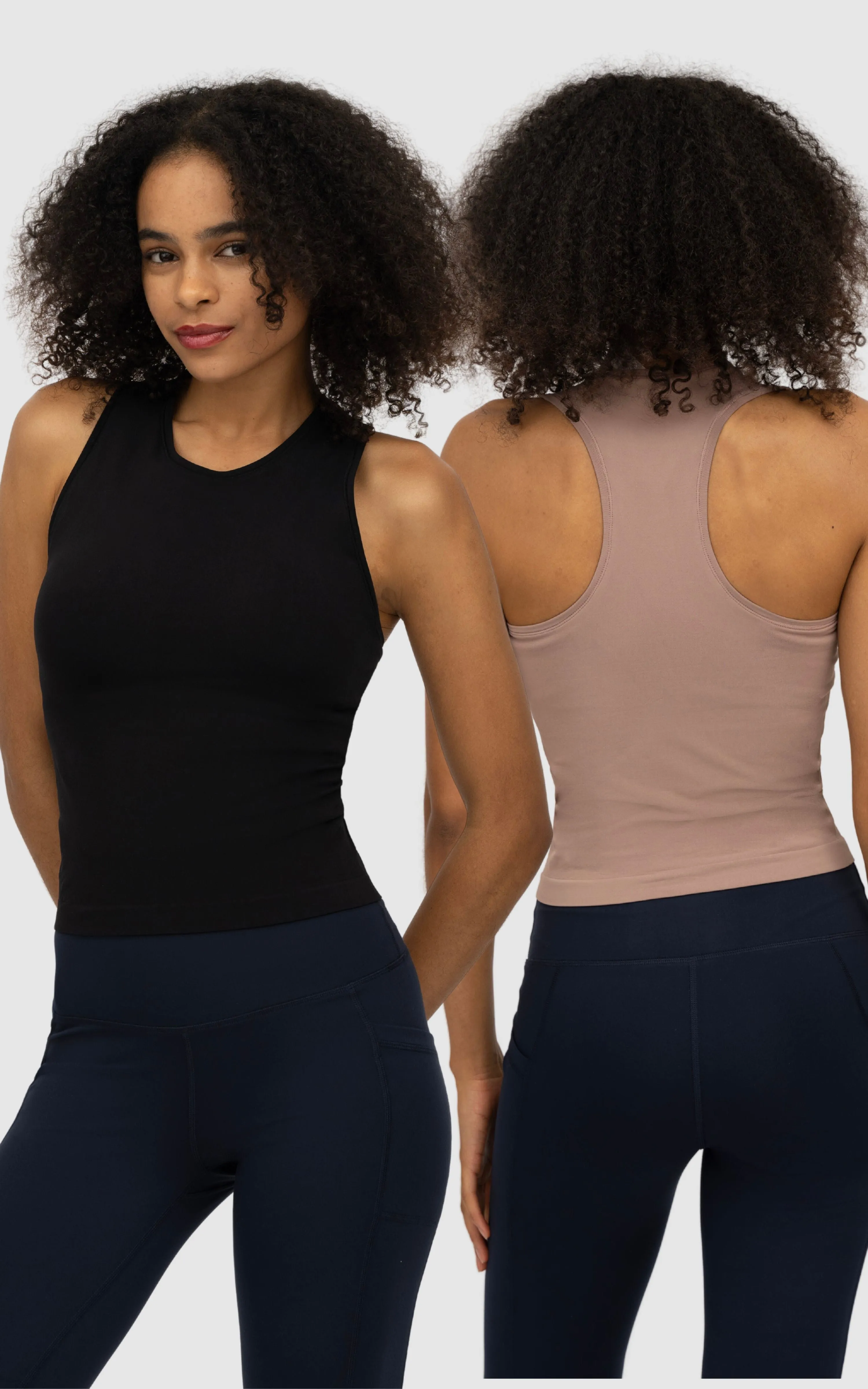 2 PK Seamless Racerback Tank Top with Built in Bra
