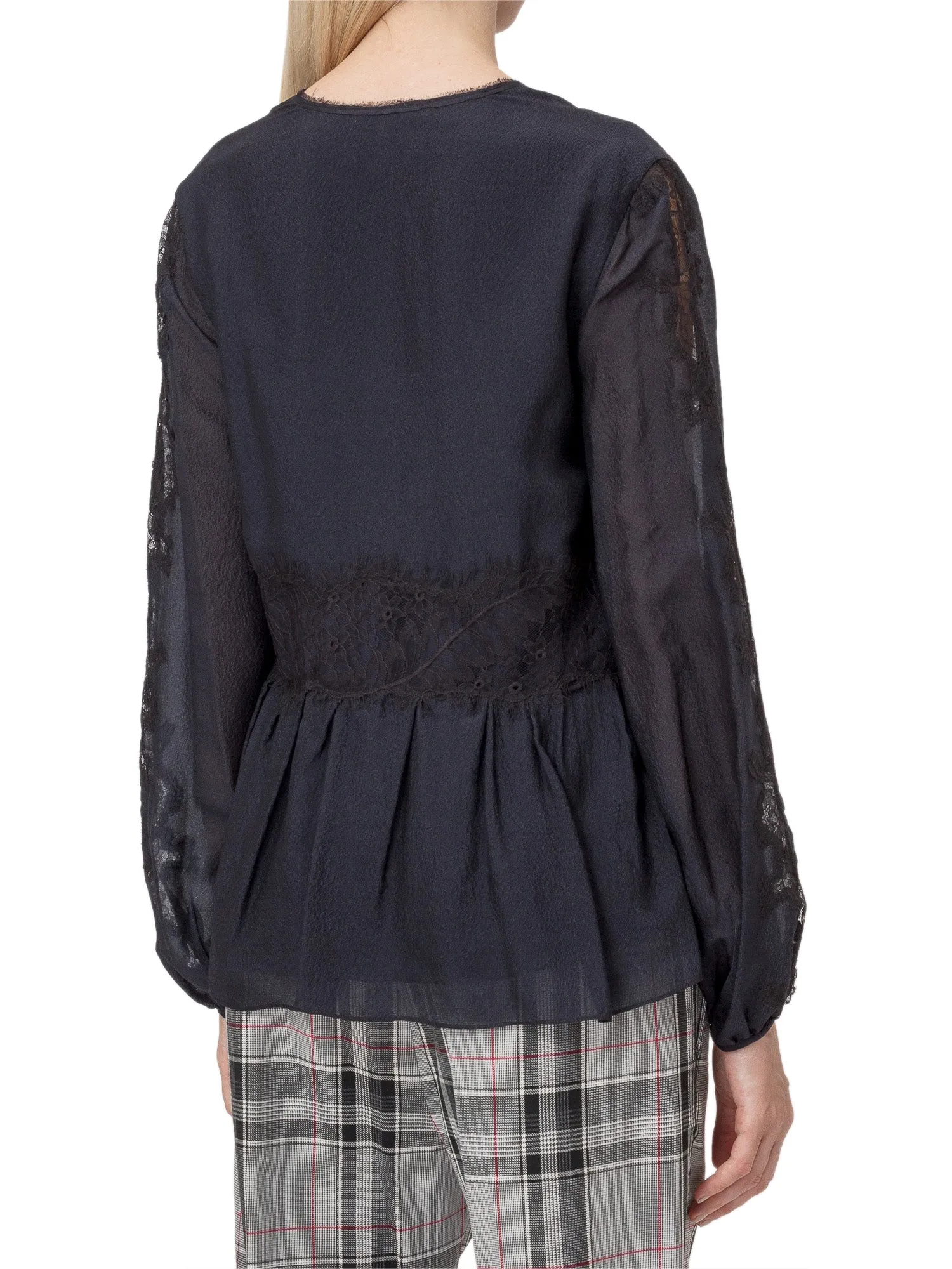 3.1 Phillip Lim Lace Embroidered V-Neck Top