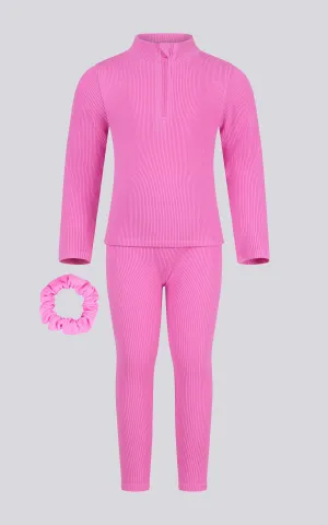 4-6x Girls 3 PC Half Zip Long Sleeve   Legging   Scrunchie Set