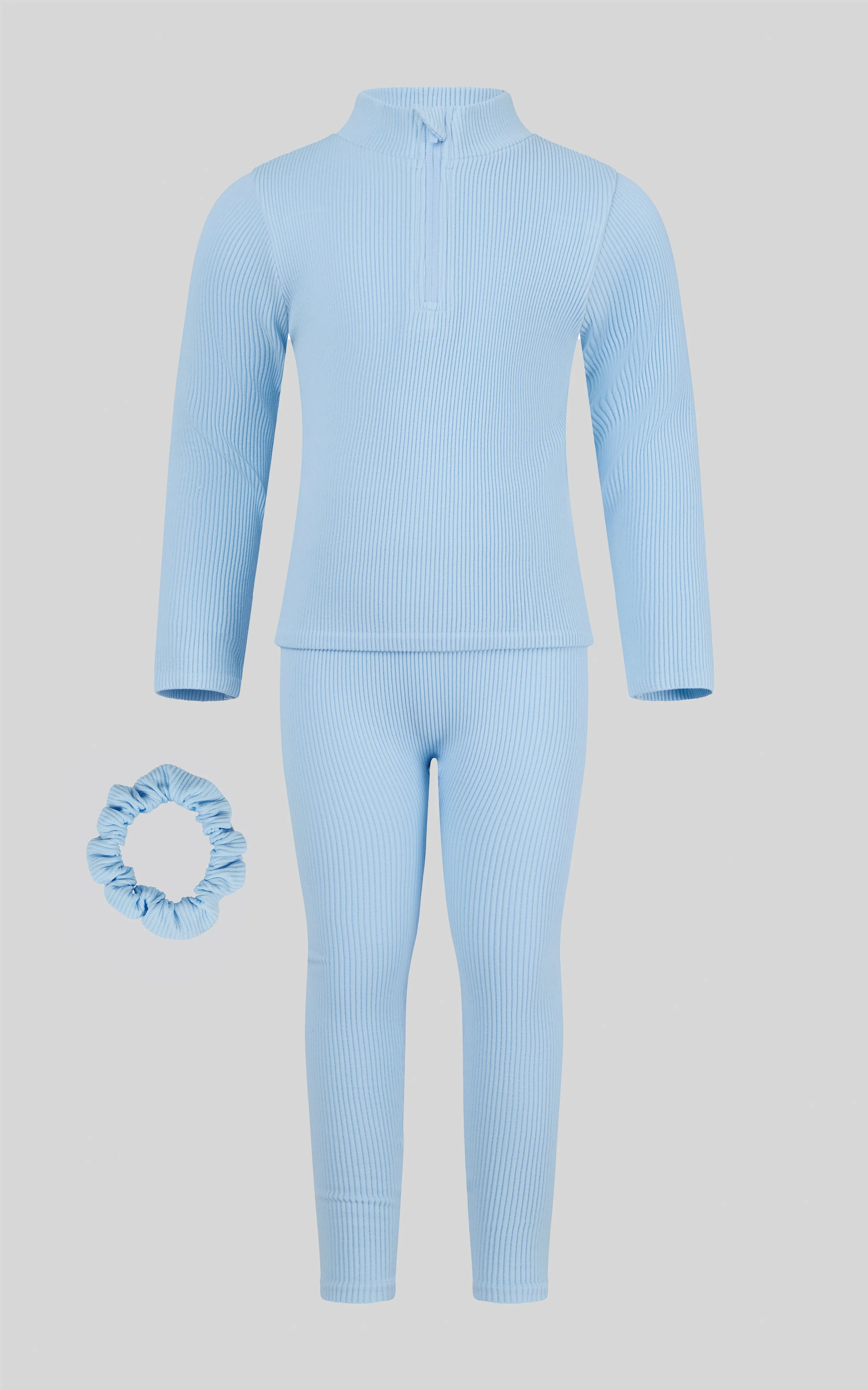 4-6x Girls 3 PC Half Zip Long Sleeve   Legging   Scrunchie Set