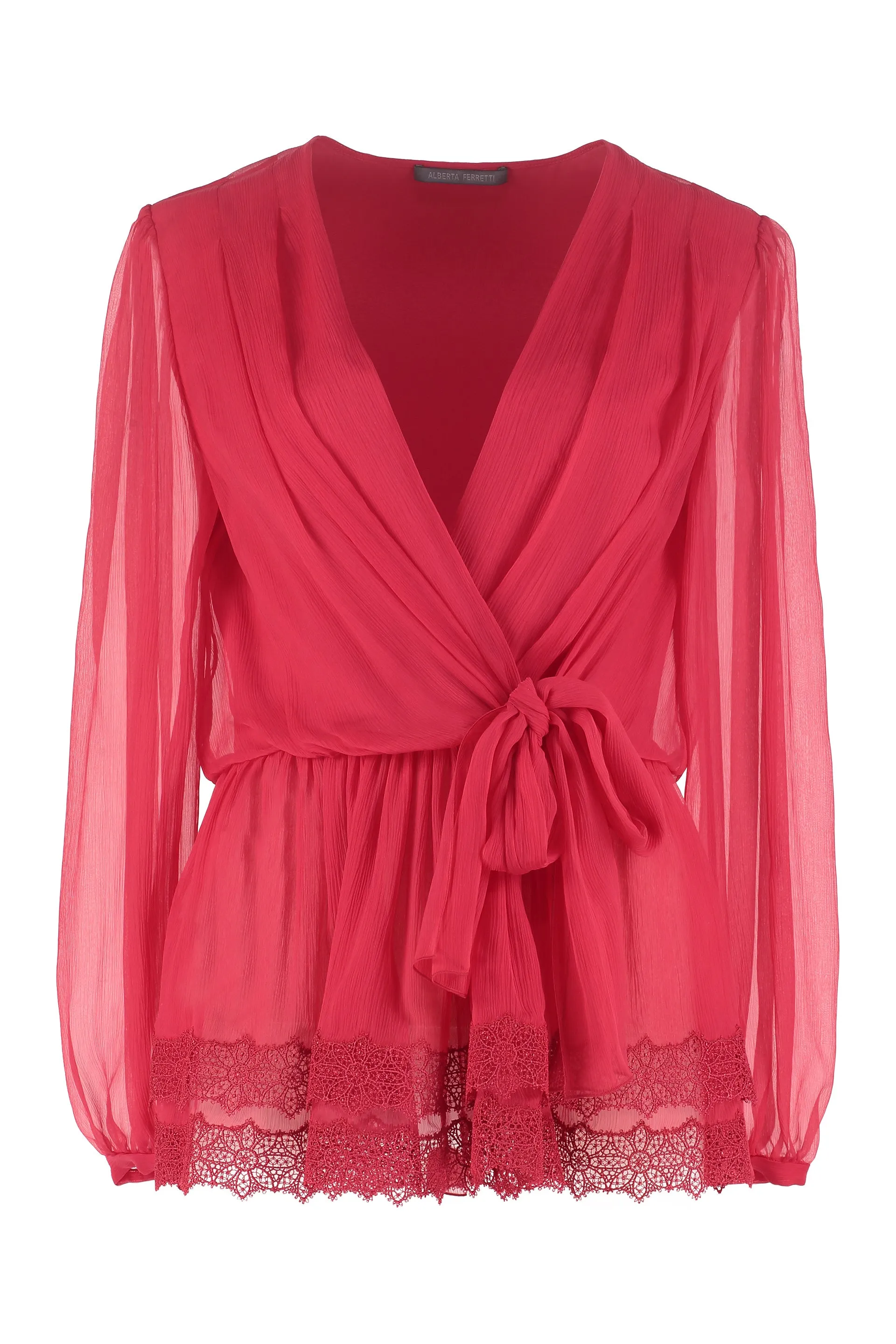 Alberta Ferretti Wrapped V-Neck Blouse