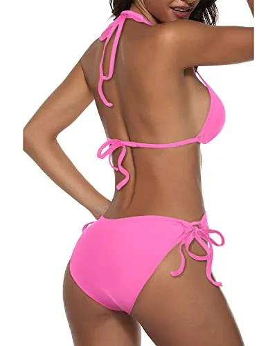 Attractive Two Piece Bikini Sets For Women-Light Pink