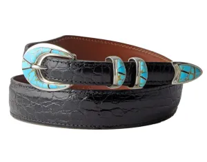 B G Mudd 11 w/ Turquoise, Sleeping Beauty & Onyx Buckle Set 0.75