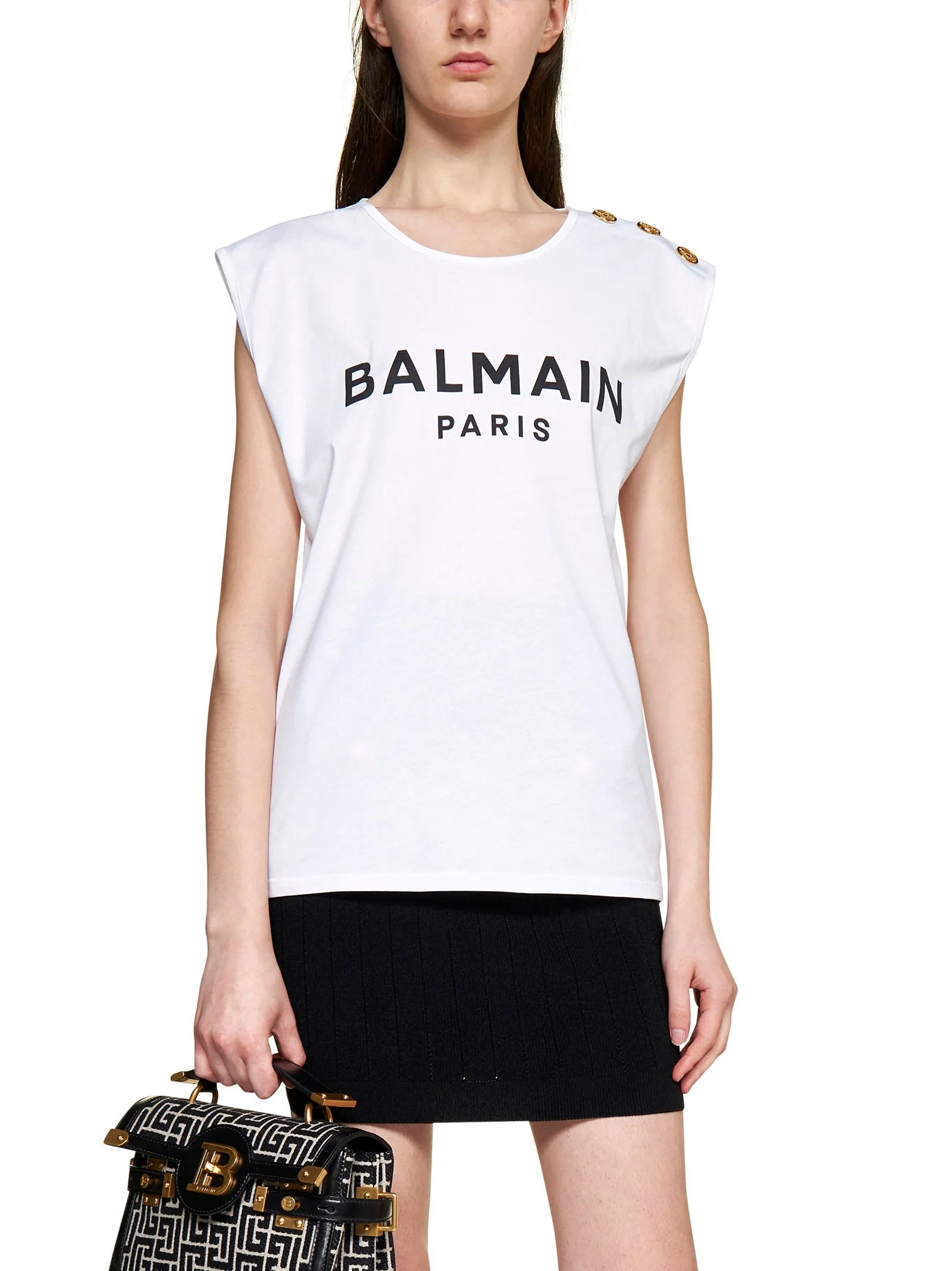 Balmain Logo Printed Crewneck Tank Top