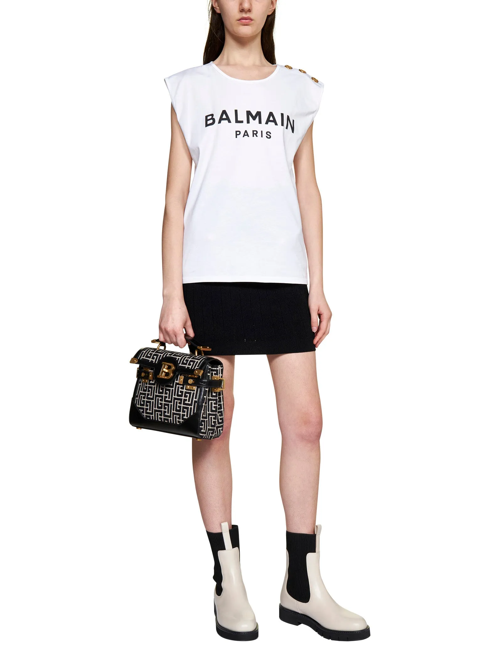 Balmain Logo Printed Crewneck Tank Top