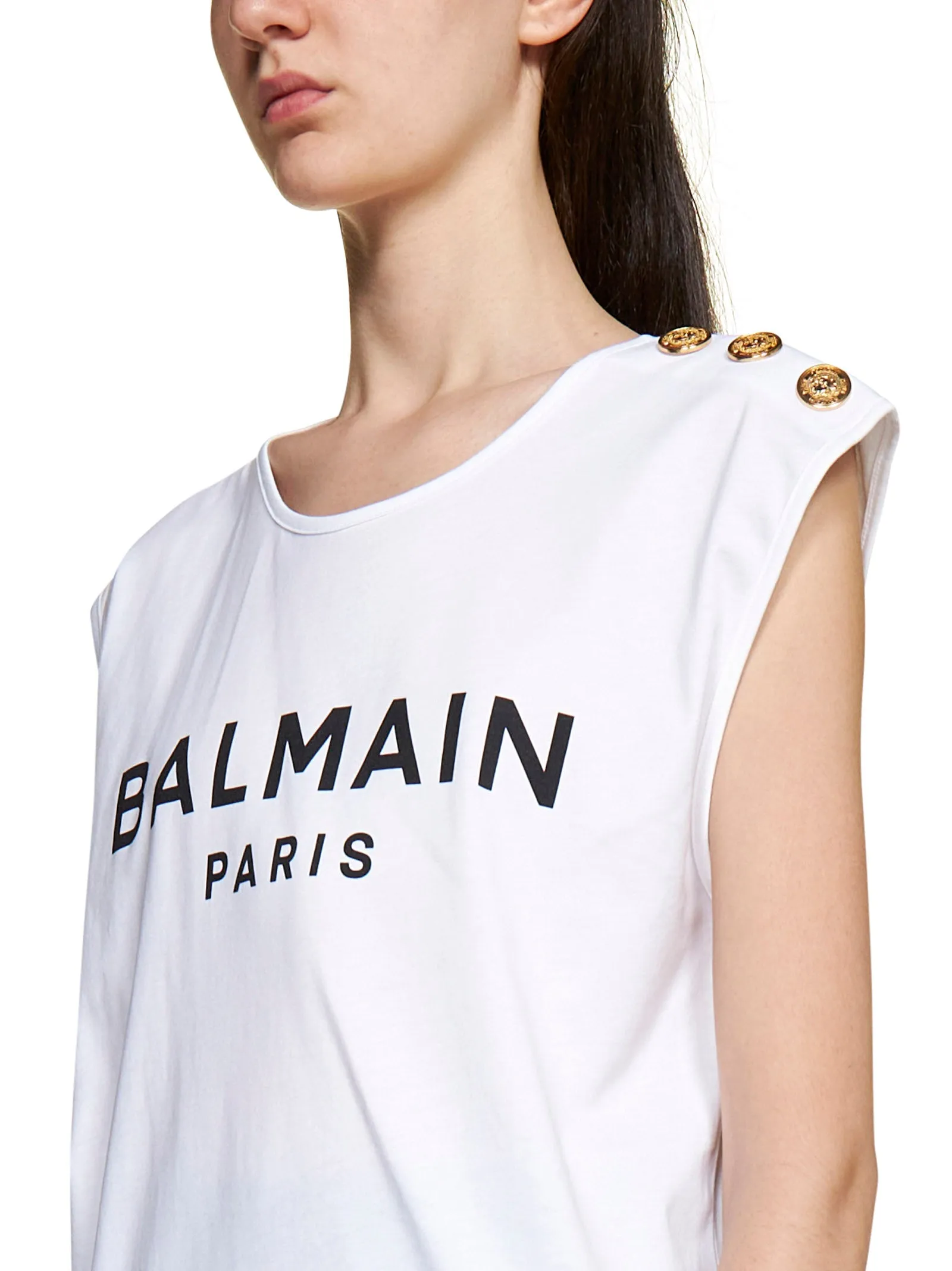 Balmain Logo Printed Crewneck Tank Top