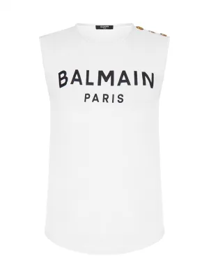 Balmain Logo Printed Crewneck Tank Top