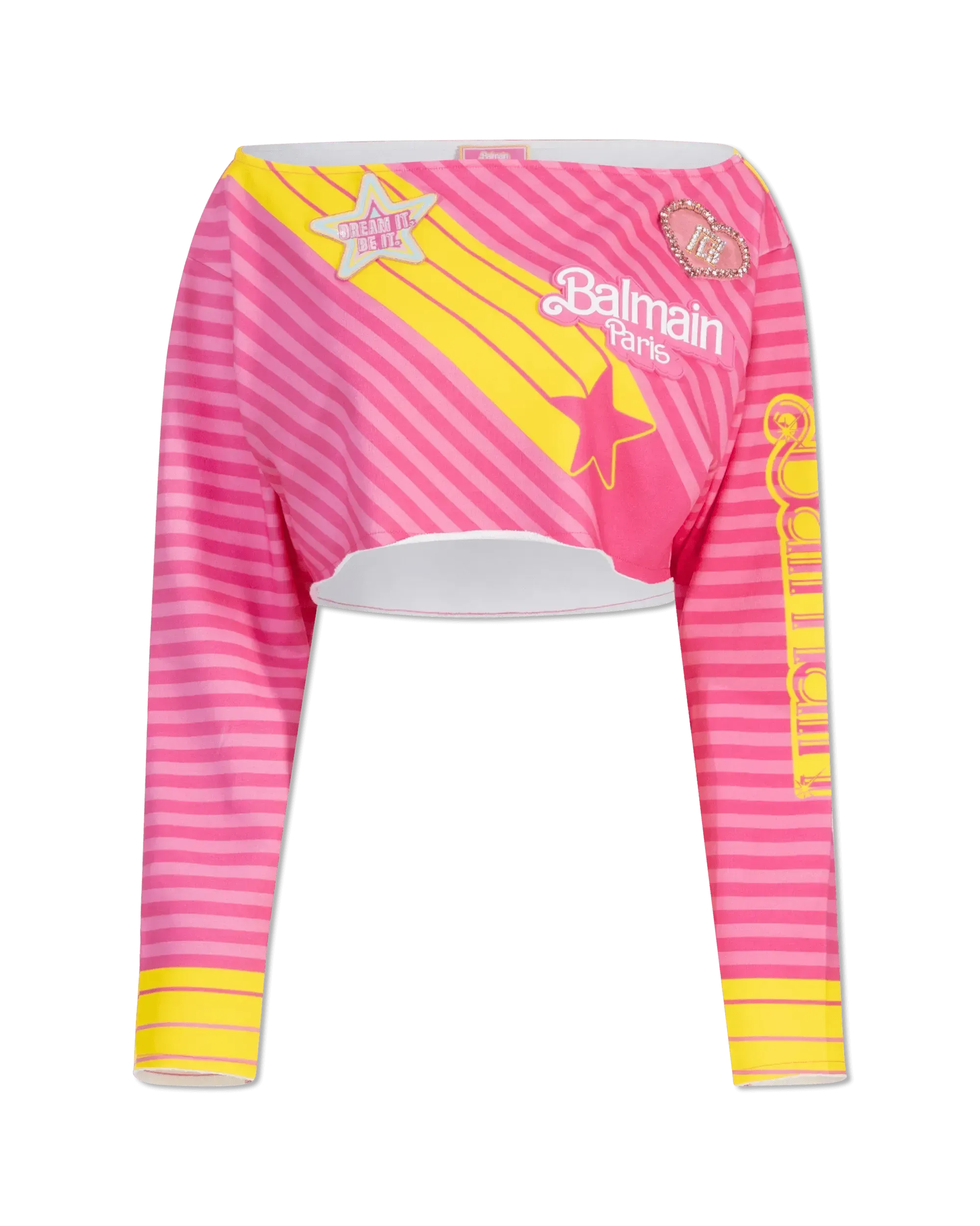 Balmain X Barbie Off Shoulder Crop Top