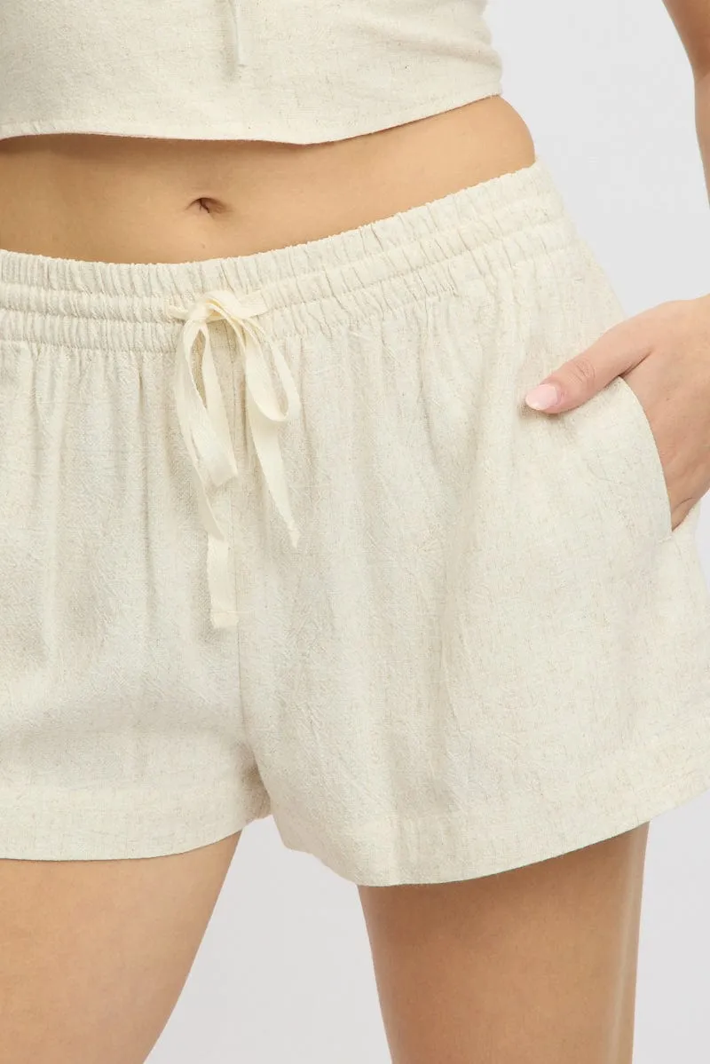Beige Shorts Elasticated Waist