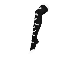 Black Knit Bat Thigh High Sock