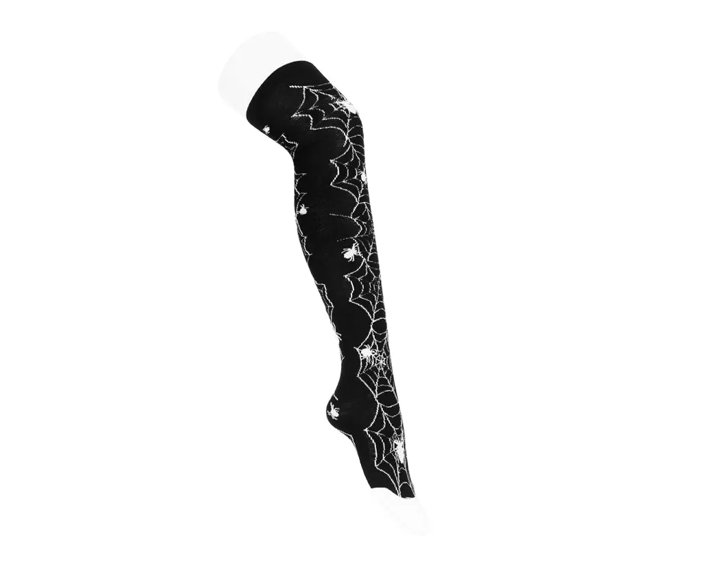 Black Knit Spider Thigh High Sock