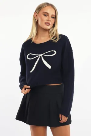 Blue Knit Jumper Long Sleeve Crew Neck