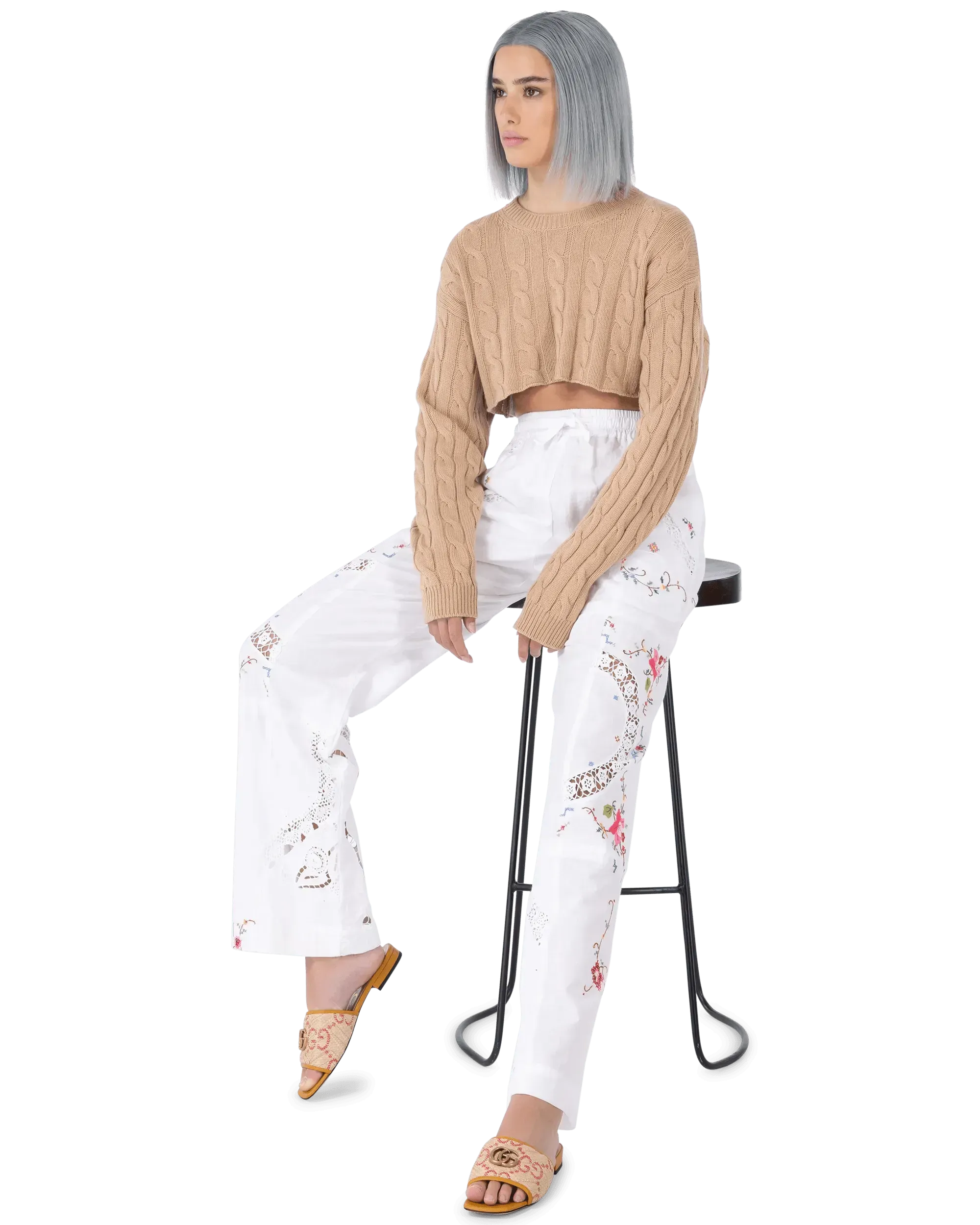 Cashmere Trecce Crop Top Sweater