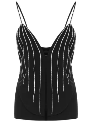 Dsquared2 Crystal Embellished V-Neck Low Back Top