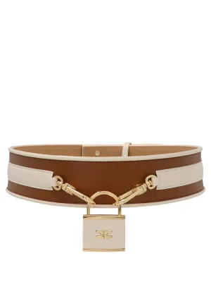 Elisabetta Franchi Logo Padlock High Waist Belt