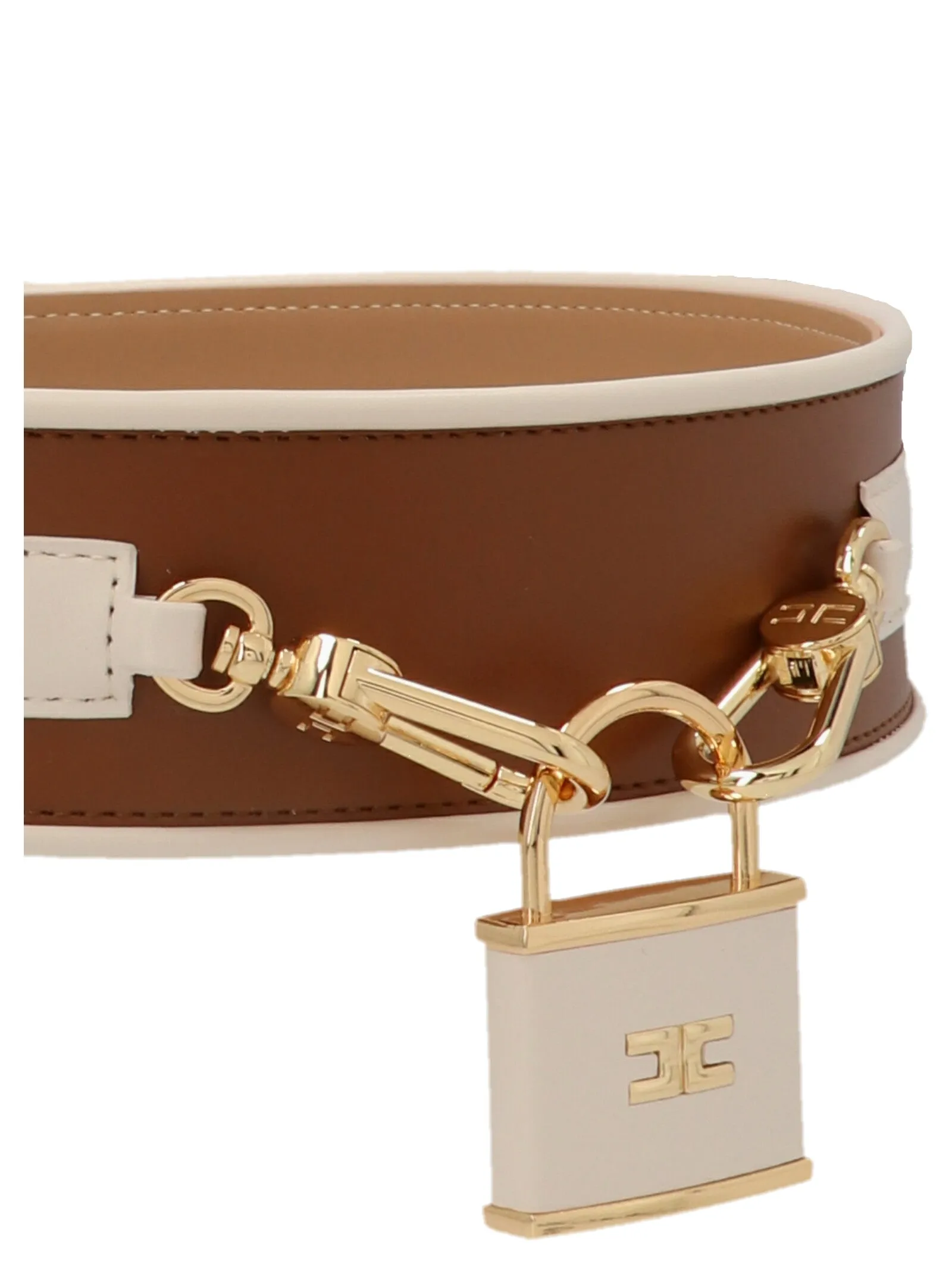 Elisabetta Franchi Logo Padlock High Waist Belt