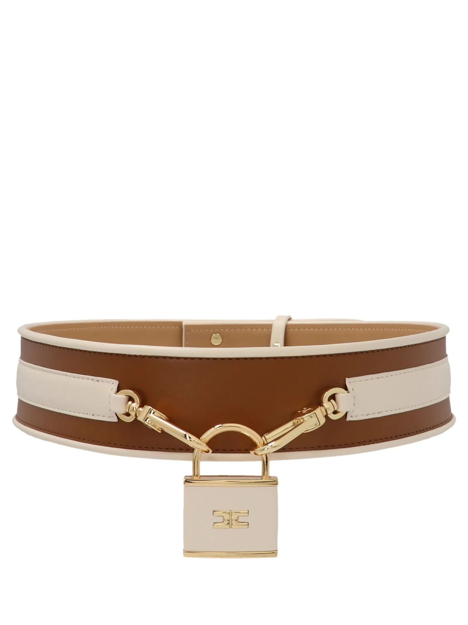 Elisabetta Franchi Logo Padlock High Waist Belt