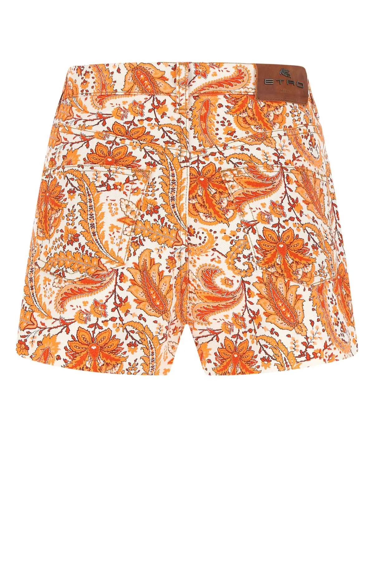 Etro Paisley Print Mid-Rise Denim Shorts