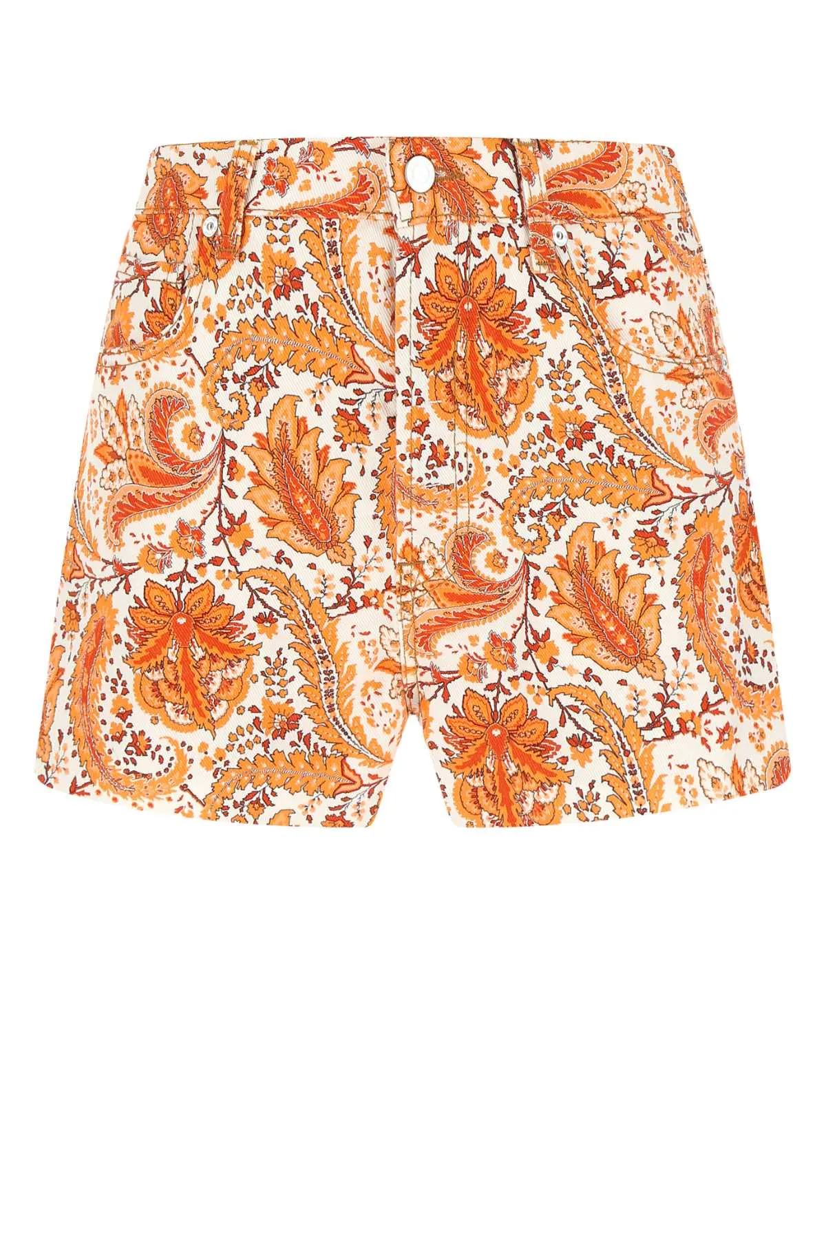 Etro Paisley Print Mid-Rise Denim Shorts