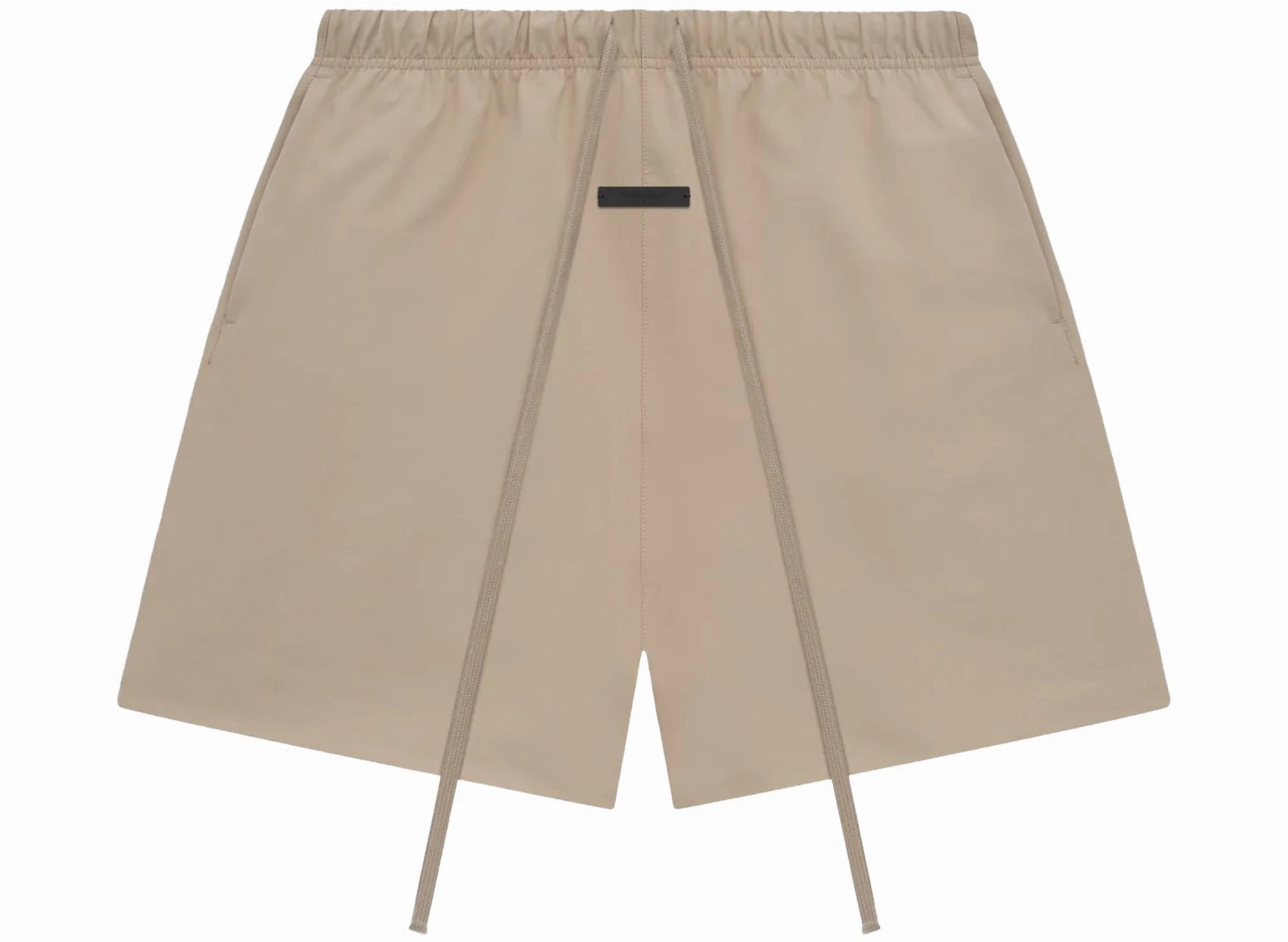 Fear of God Essentials Bonded Nylon Soccer Shorts in Desert Sand