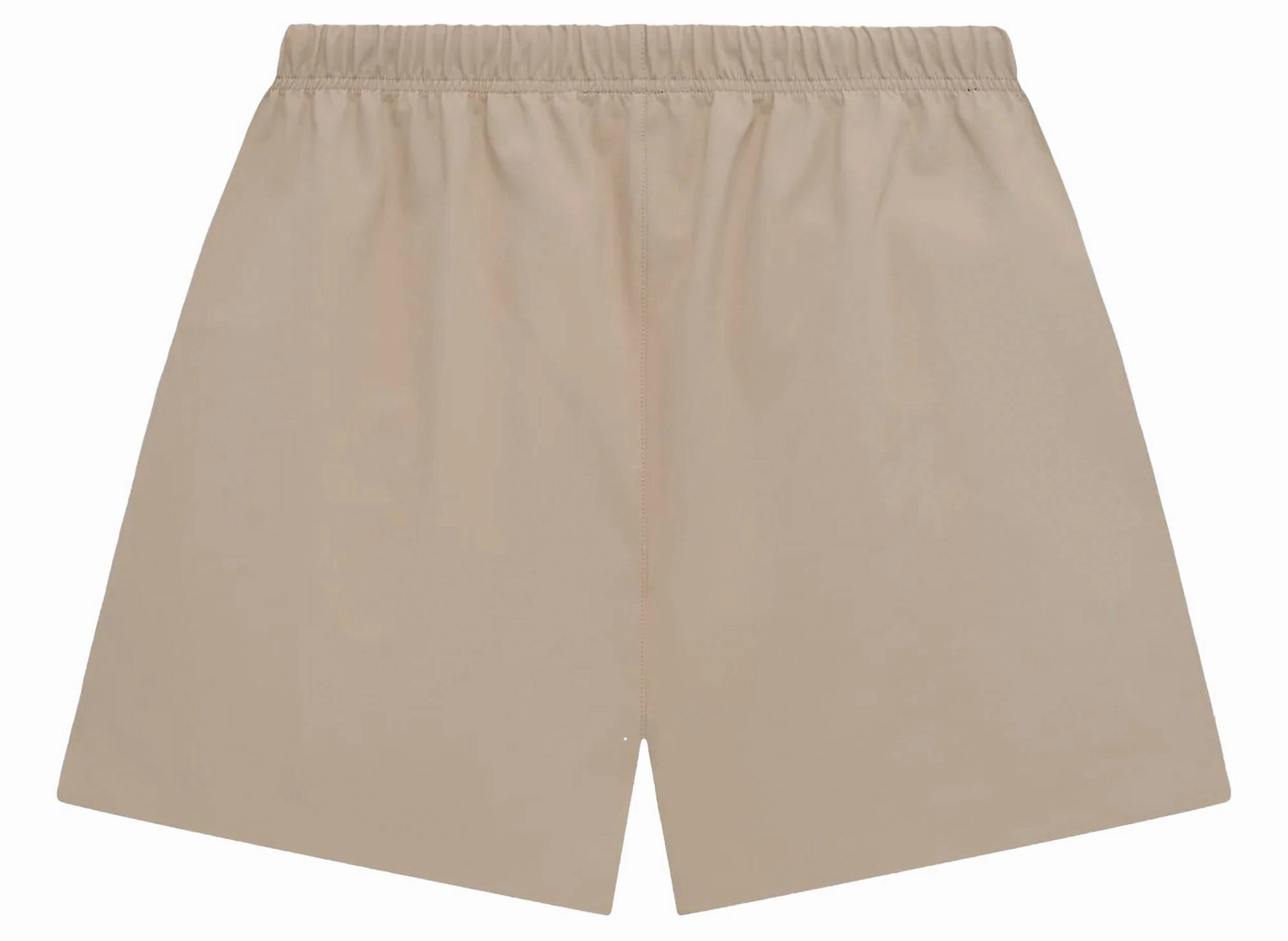 Fear of God Essentials Bonded Nylon Soccer Shorts in Desert Sand