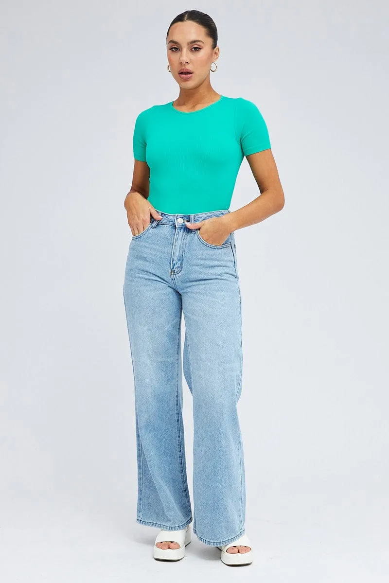 Jade Bodysuit Short sleeve Crew neck Seamless