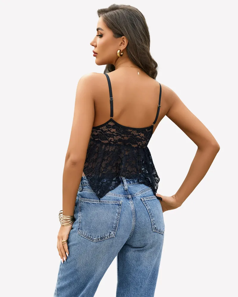 Lace Bralette V Neck Crop Tops