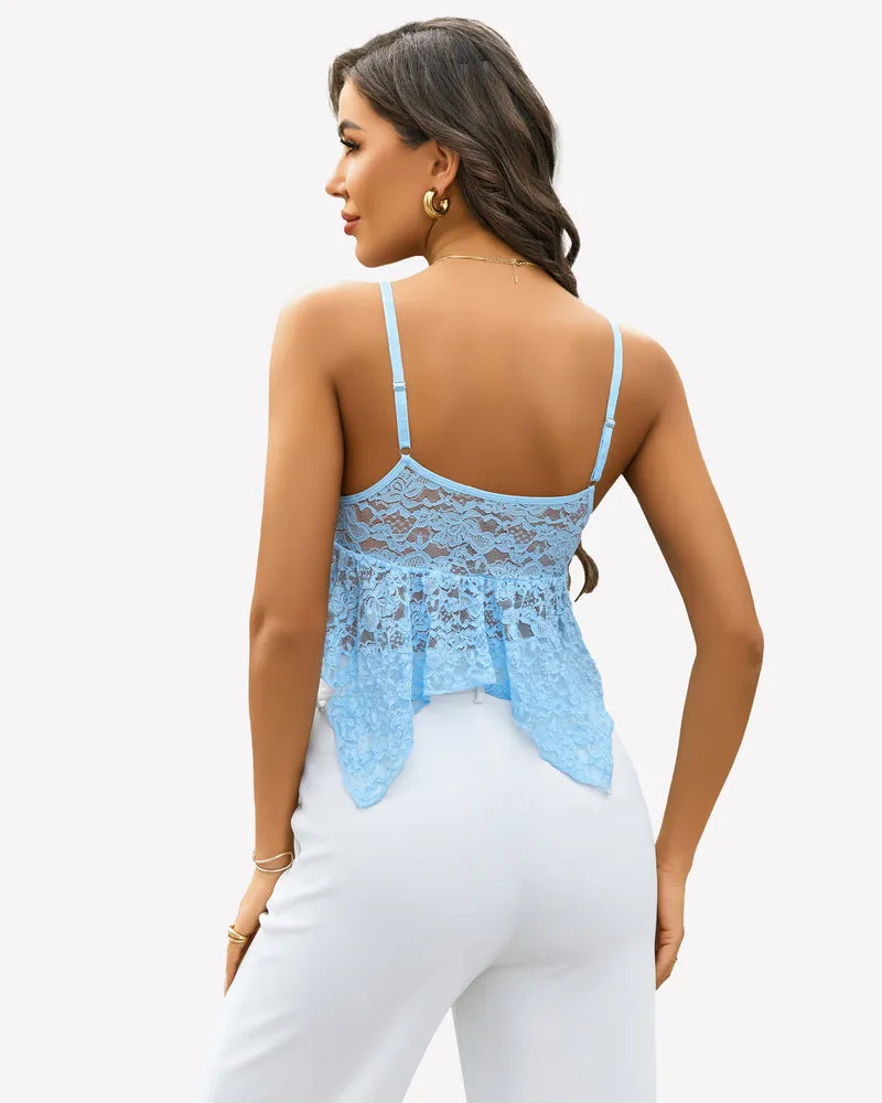 Lace Bralette V Neck Crop Tops