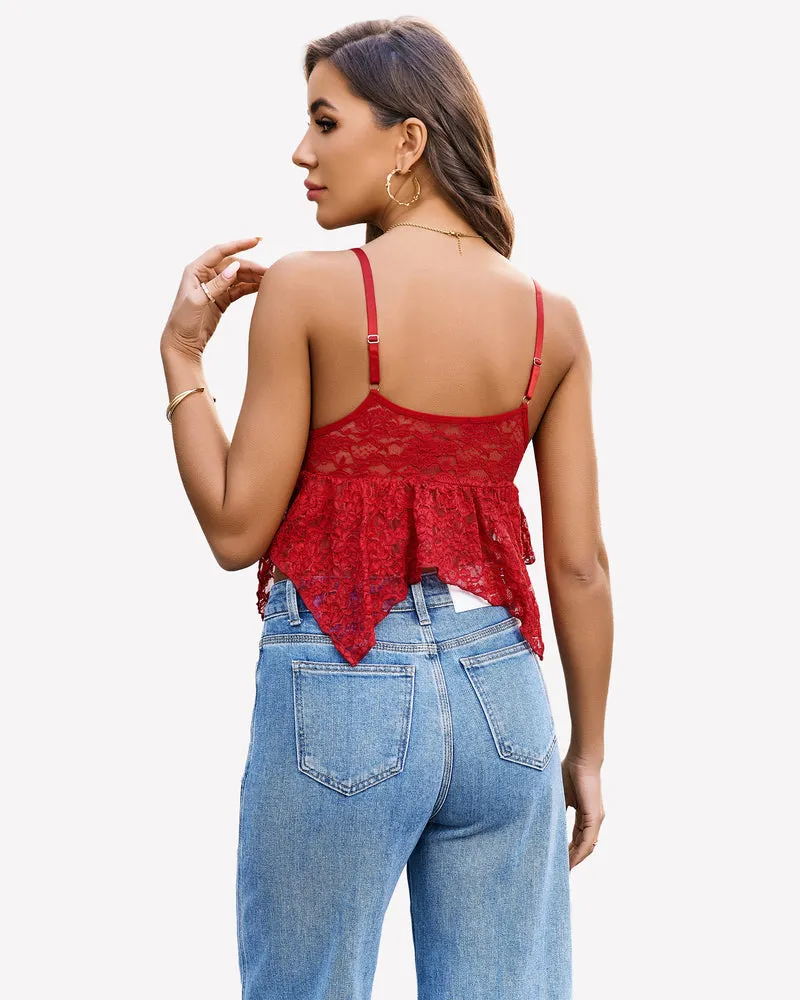 Lace Bralette V Neck Crop Tops