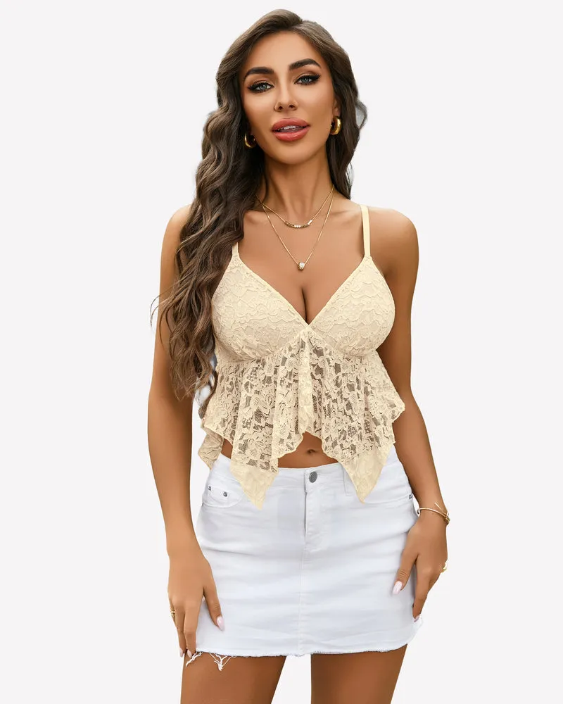 Lace Bralette V Neck Crop Tops