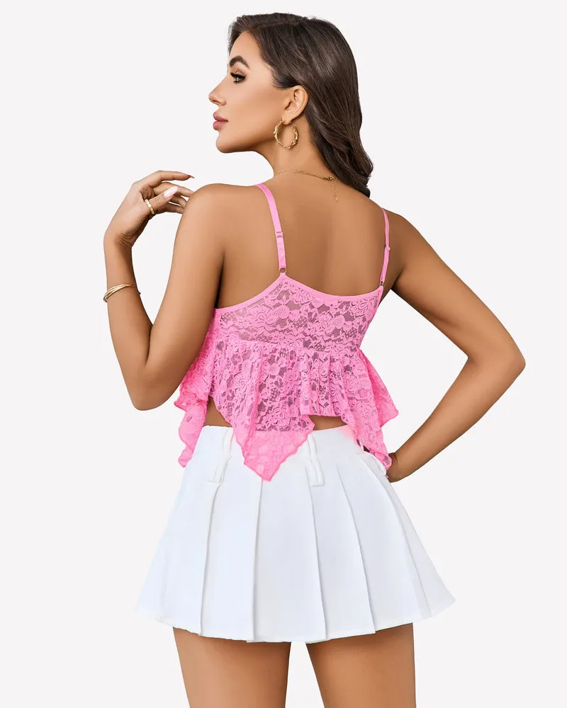 Lace Bralette V Neck Crop Tops