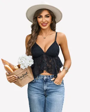 Lace Bralette V Neck Crop Tops