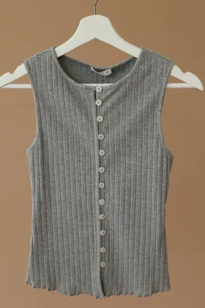 LIV RIBBED TANK- HEATHER GREY