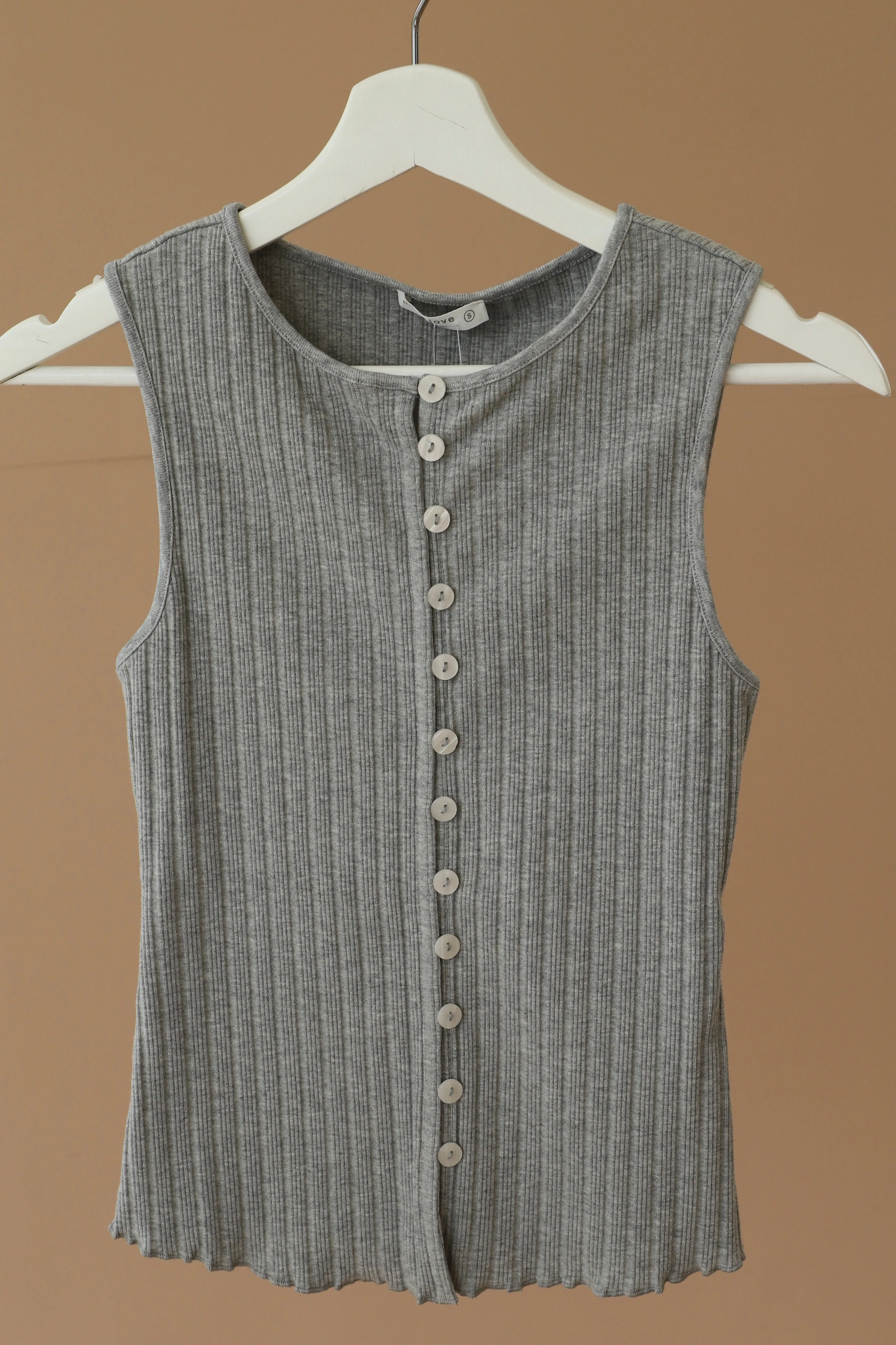 LIV RIBBED TANK- HEATHER GREY