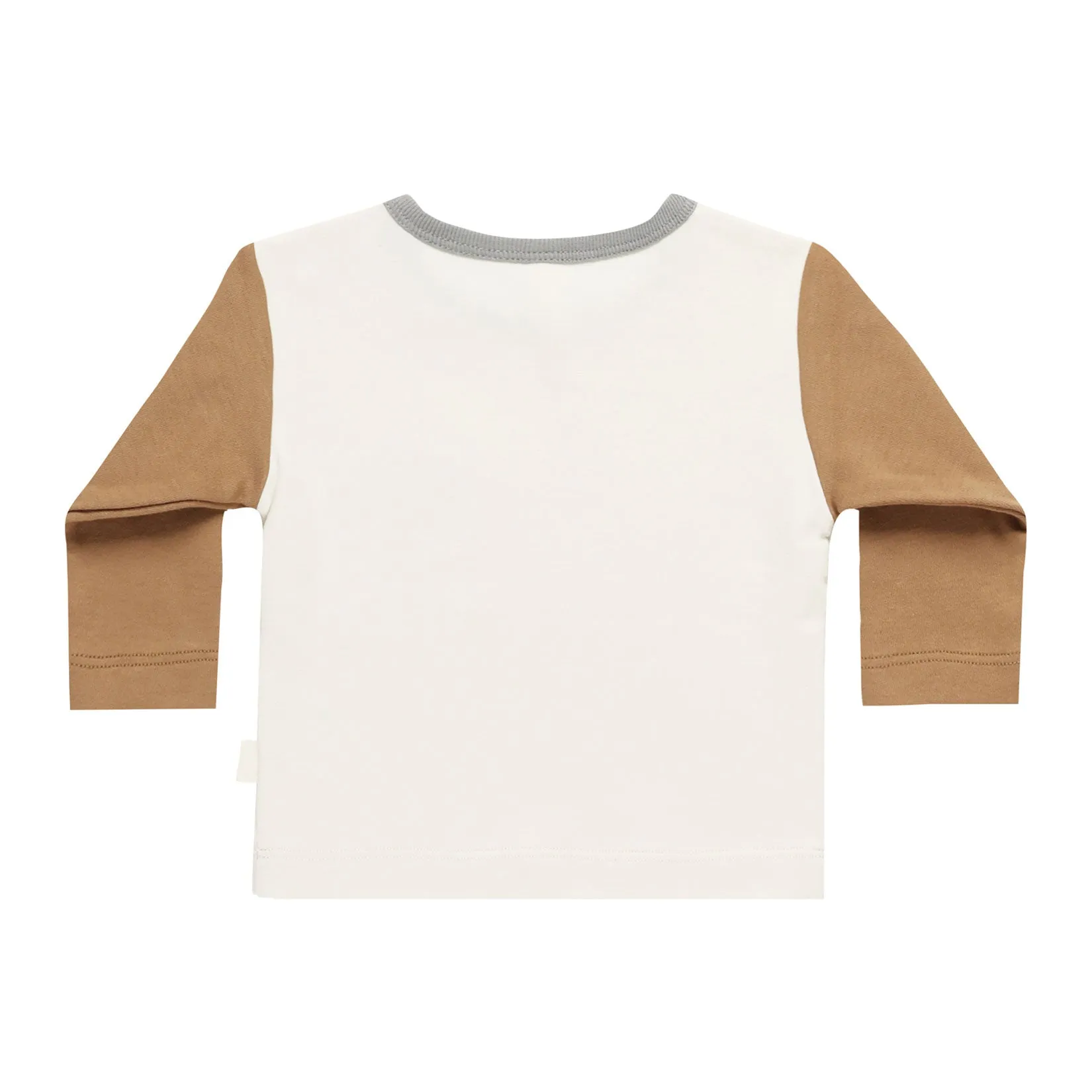 Long Sleeve Pocket Tee - Color Block - Ivory / Dusty Blue / Golden - FINAL SALE
