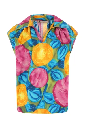 Marni Graphic Printed V-Neck Blouse