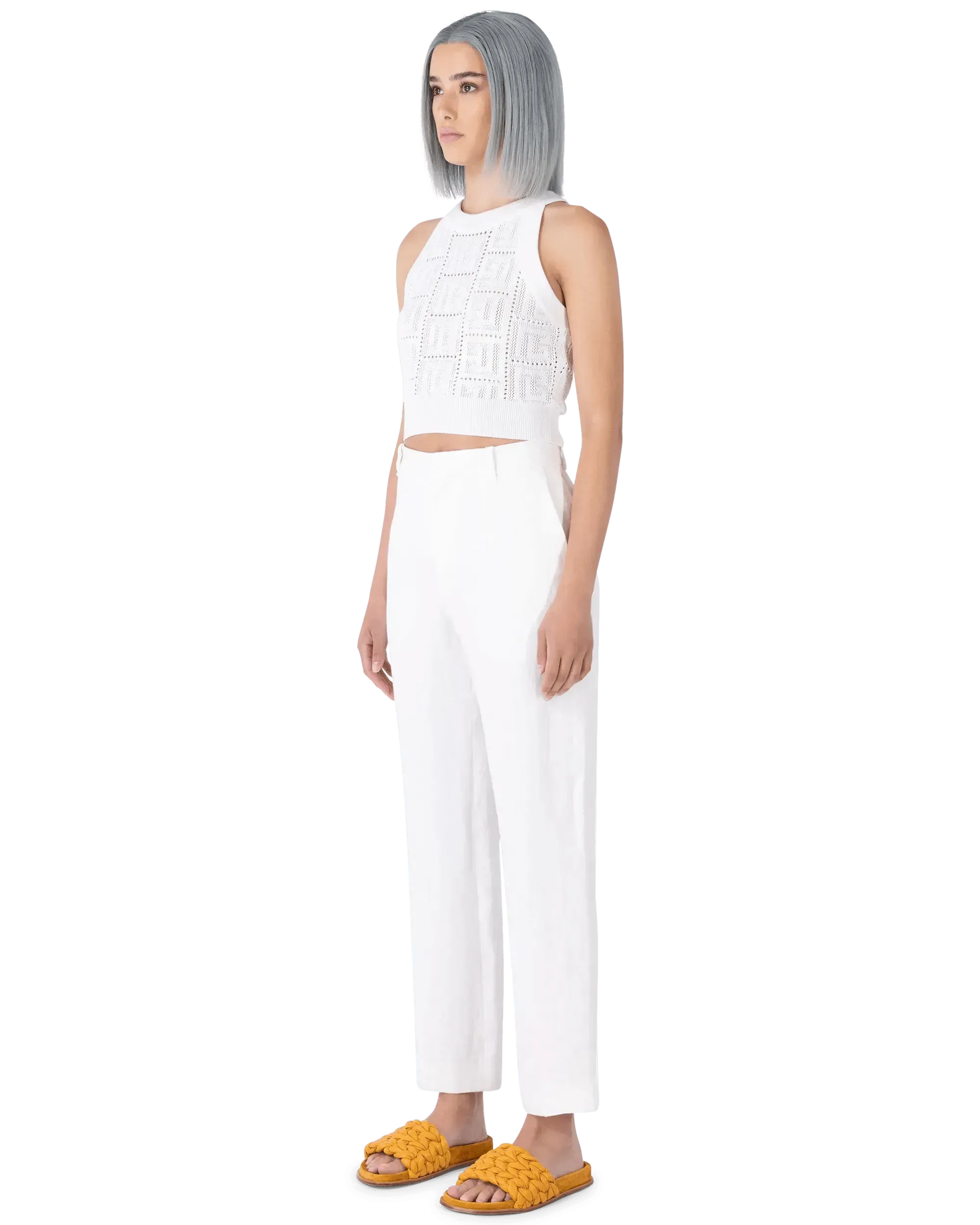 Monogram Mesh Knit Crop Top