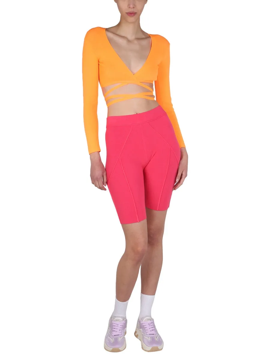 MSGM Cropped V-Neck Top