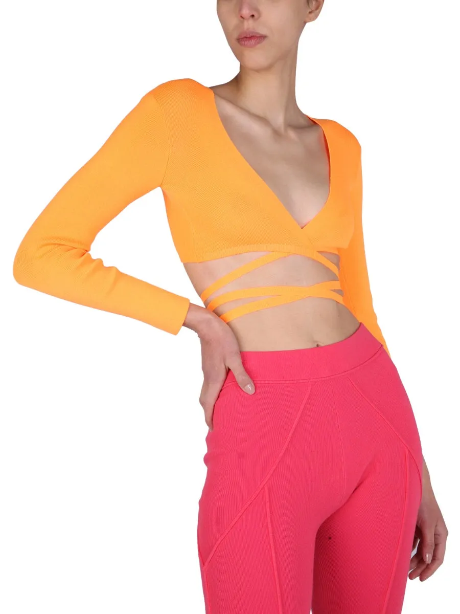 MSGM Cropped V-Neck Top