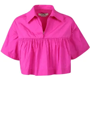 MSGM V-Neck Cropped Blouse