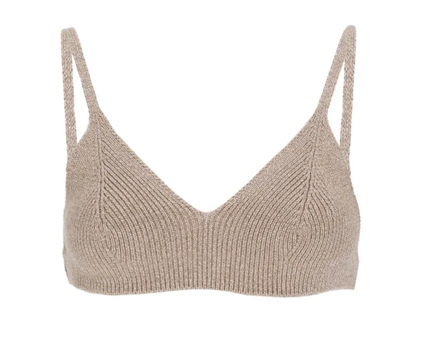 Off-White V-Neck Ribbed Bralette