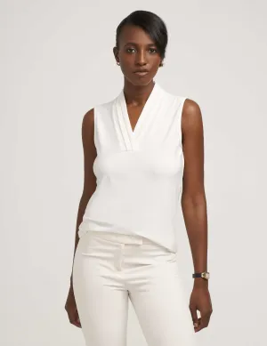 Petite V-Neck Triple Pleat Top