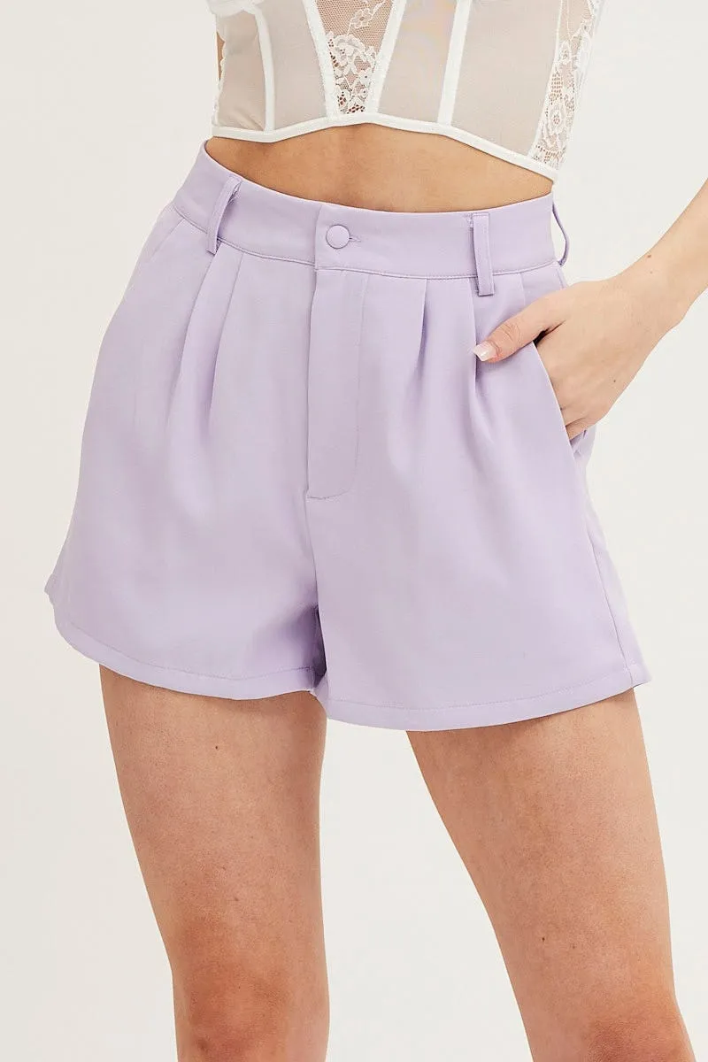 Purple High Rise Shorts