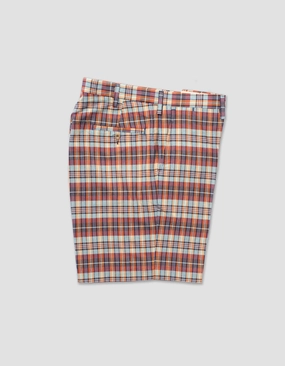 RED/ORANGE MADRAS SHORTS - CLASSIC FIT