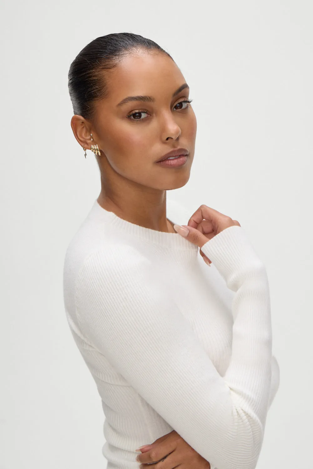 Riley Knit Sweater - White
